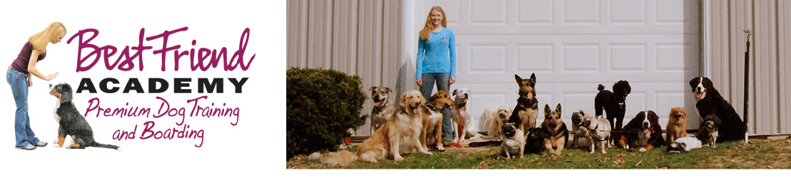 Heather at BFA facility with a group of dogs